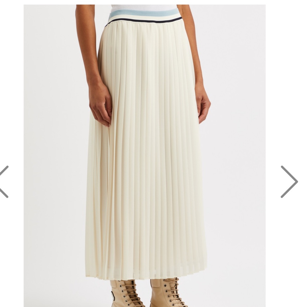 Moncler Cream Pleated Maxi Skirt